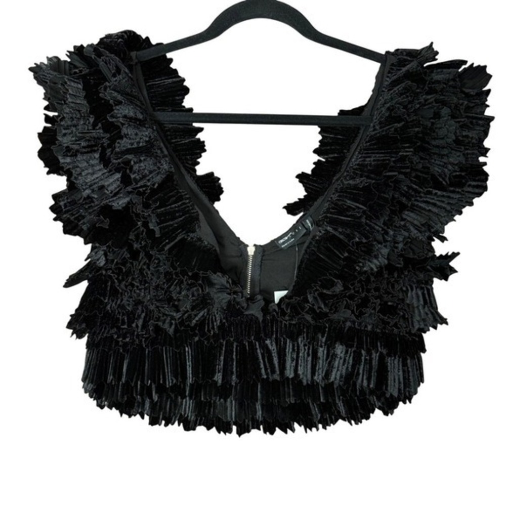 ASOS LUXE Velvet Ruffle Crop Top Bustier Sz 8 Whimsigoth Party Festive Glam Sexy